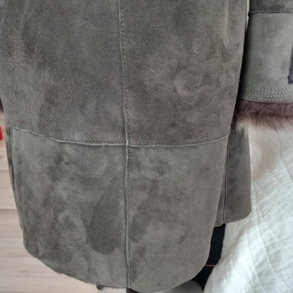 Belle Fare Burnaby Green Toscana Shearling Hooded Coat Sz S - Picture 8 of 16